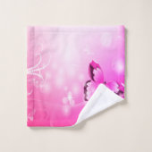 Magenta Butterfly Badhandtuch Set (Waschlappen)