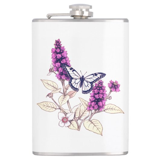 Magenta Butterfly Bush Flachmann (Vorderseite)