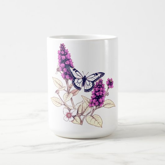 Magenta Butterfly Bush Kaffeetasse (Mittel)