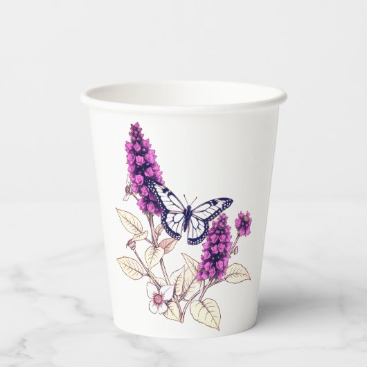 Magenta Butterfly Bush Pappbecher (Rückseite)