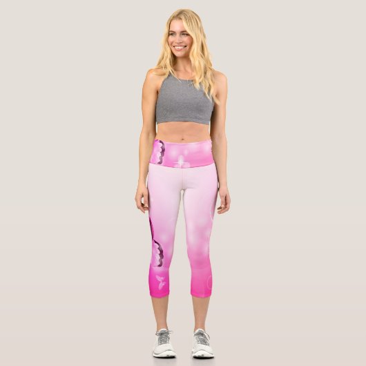 Magenta Butterfly Capri Leggings (Vorderseite)