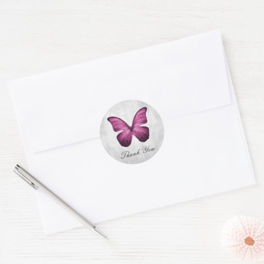 Magenta Butterfly Danke Stickers (Umschlag)