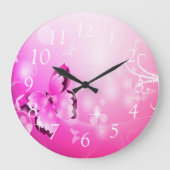 Magenta Butterfly Große Wanduhr (Vorderseite)