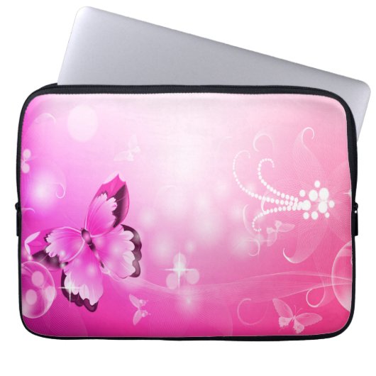 Magenta Butterfly Laptopschutzhülle (Vorderseite)