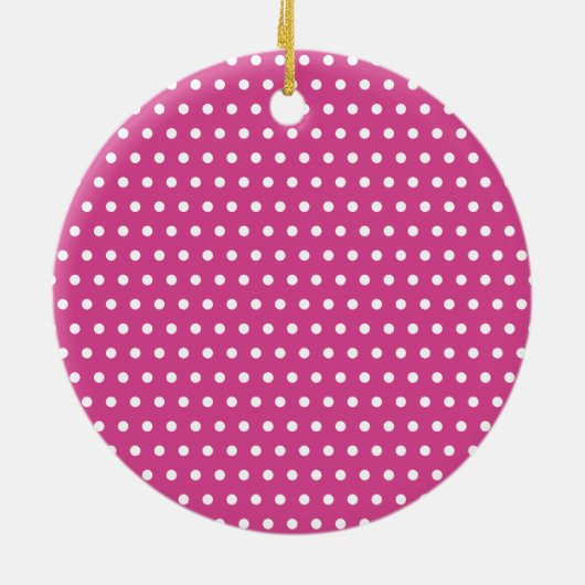 Magenta Butterfly Polka Dot Personalisiert Keramik Ornament (Hinten)