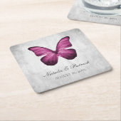 Magenta Butterfly Wedding Paper Untersetzer (angewinkelt)
