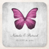 Magenta Butterfly Wedding Paper Untersetzer (Vorderseite)