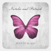 Magenta Butterfly Wedding Stickers (Vorderseite)