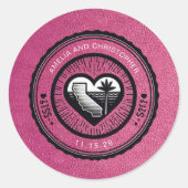 Magenta California Passport Runder Aufkleber (Vorderseite)