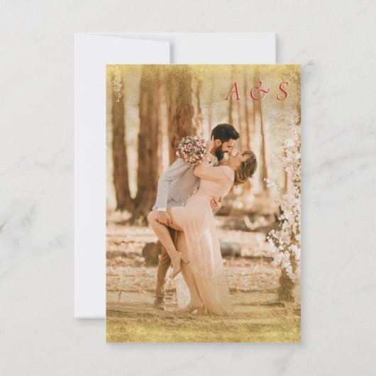 Magenta Calligraphy Couple Name Monogram Foto Dankeskarte (Rückseite)