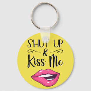 Magenta Cartoon Lippen Mischen und gelb küssen Schlüsselanhänger