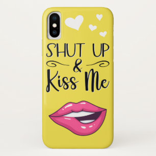 Magenta Cartoon Lippen Shut up & küssen mich gelb Case-Mate iPhone Hülle