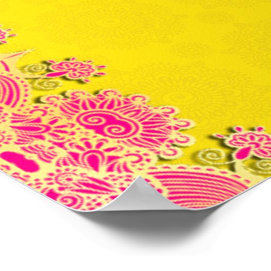 Magenta cerebrale Mehndi Begrüßungszeichen Poster (Ecke)