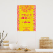 Magenta cerebrale Mehndi Begrüßungszeichen Poster (Küche)