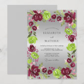 Magenta Chartreuse Hochzeit Einladung (Vorne/Hinten)