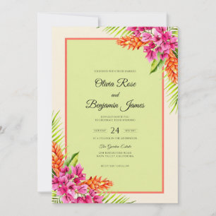 Magenta Chartreuse Orchideen-Hochzeit Einladung