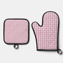 Magenta Checks Ofenhandschuh & Topflappen-Set