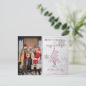 Magenta Christmas Tree Foto Feiertagskarte (Stehend Vorderseite)