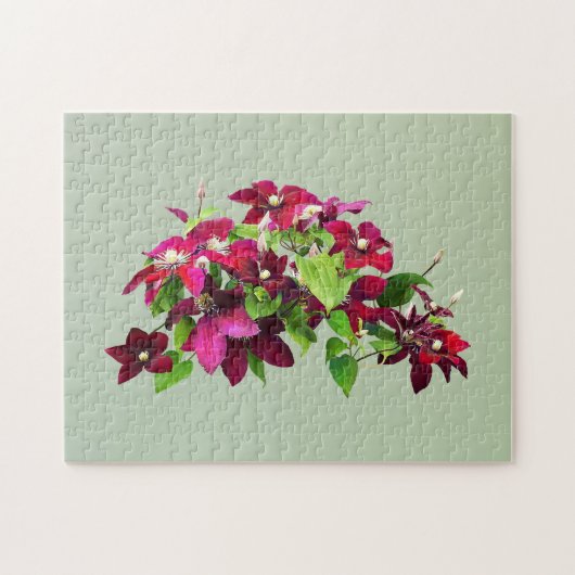 Magenta Clematis mit Wein Puzzle (Horizontal)