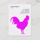 Magenta Cockerel - Schwarz auf Weiß Visitenkarte (Rückseite)
