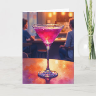 Magenta-Cocktail-Geburtstagskarte Karte