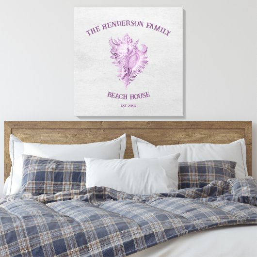 Magenta Conch Muschel Canvas Print Leinwanddruck (Insitu (Schlafzimmer))