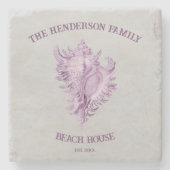 Magenta Conch Muschel Stone Untersetzer (Vorderseite)