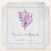 Magenta Conch Shell Hochzeit Papier Untersetzer (Vorderseite)