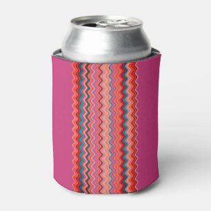 Magenta Coral Salmon Orange Blue Wavy Zigzag Dosenkühler