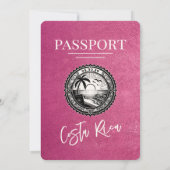 Magenta Costa Rica Pass Einladung Hochzeit (Rückseite)