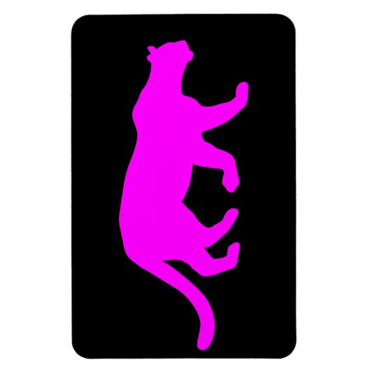 Magenta Cougar Puma Mountain Lion Silhouette Magnet (Vertikal)