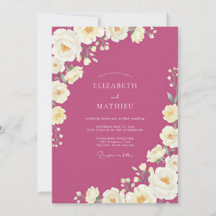 Magenta Cream Ranunculus Eucalyptus Hochzeit Einladung