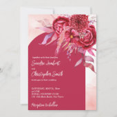 Magenta crimson burgundy Blume marsch Hochzeit Einladung (Vorderseite)