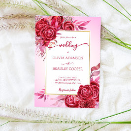 Magenta crimson burgundy Blume Rose pink ombre Einladung