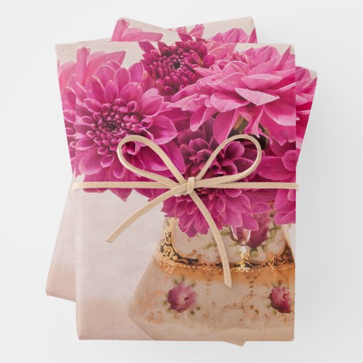 Magenta Dahlias Geschenkpapier Set (Beispiel)