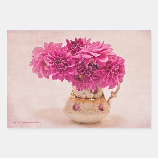 Magenta Dahlias Geschenkpapier Set (Vorderseite)