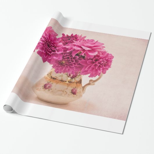 Magenta Dahlias Gift Wrap Geschenkpapier (Ungerollt)