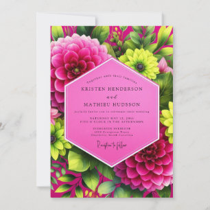 Magenta Dahlie Blütenhochzeit Einladung