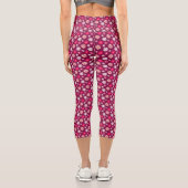 Magenta Daisy Design Capri Leggings (Rückseite)