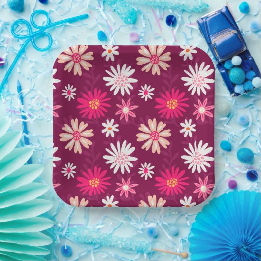 Magenta Daisy Design Pappteller (Party)