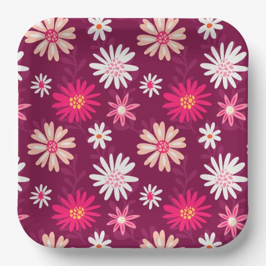 Magenta Daisy Design Pappteller (Vorderseite)