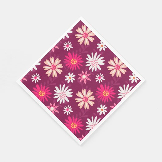 Magenta Daisy Design Serviette (Ecke)