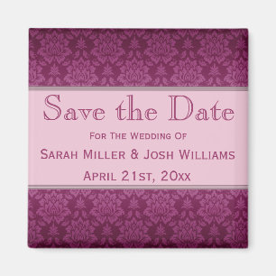 Magenta Damask Speichern des Datumsmagazins Magnet