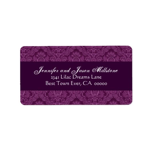 Magenta Damask Wedding Label Adressaufkleber (Vorne)