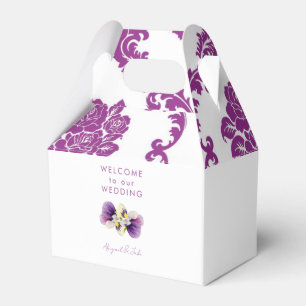 Magenta Damask Wedding Welcome Geschenkschachtel