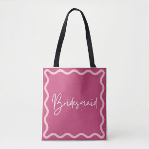Magenta Dark Pink Wavy ästhetische Bridesmaid Tasche