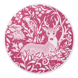 Magenta Deer Stag Bird Igel Forest Woodland Keramikknauf