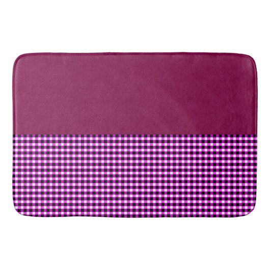Magenta Denim und Tartan, Memory Foam Bathmat Badematte (Vorderseite)