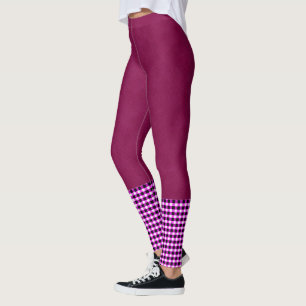 Magenta Denim und Tartan Socken, Leggings