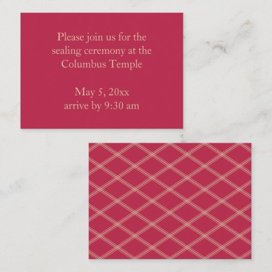 Magenta Diamonds Temple Sealing Einladung (Vorne/Hinten)